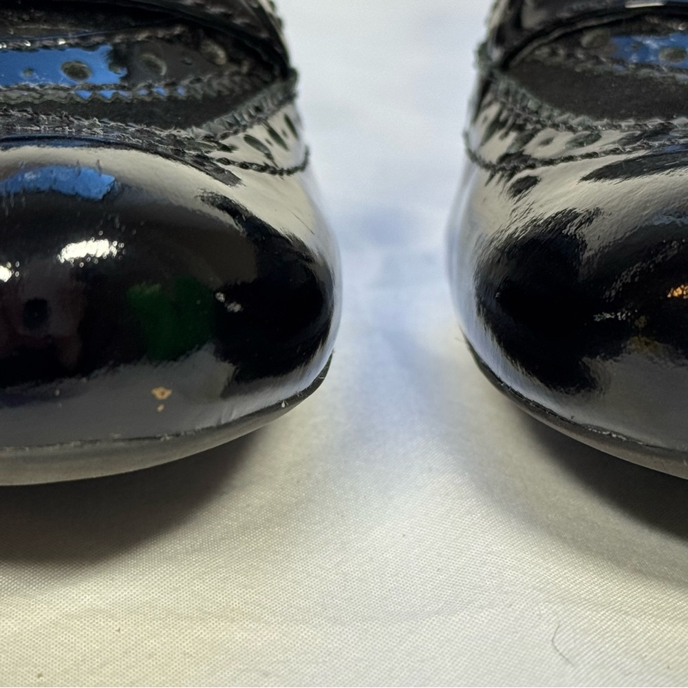 Franco Sarto Black Patent Leather and Suede Mary Jane Heels w/ intricate details - Picture 15 of 16